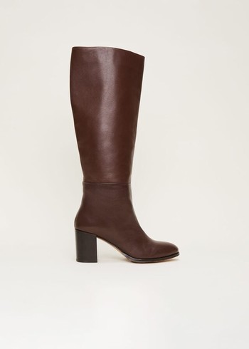 Phase Eight Leather Knee High Boots Chocolate USA | 8951460-LK